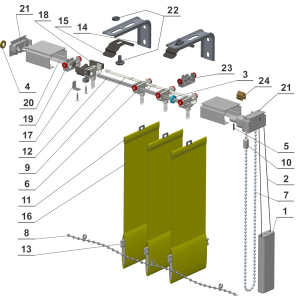 Каталог компонентов вертикальных жалюзи системы V34